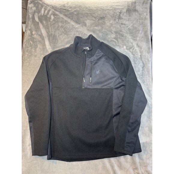 Spyder Mens Black Quarter-Zip Pullover Jacket Size X Polyester Fleece - Picture 13 of 16